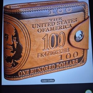 Brown Leather Wallet with Dollar Design,new.